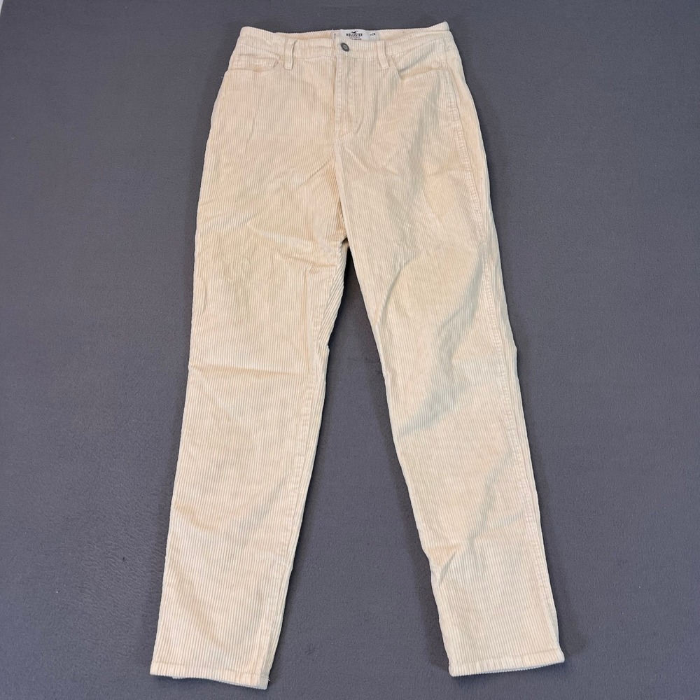 Hollister Ultra High Rise Pleated Corduroy Mom Jeans Women's Sz 7 Ivory 28W